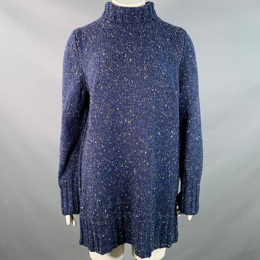 THE ROW Size L Navy Blue Wool Melange Turtleneck Sweater